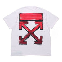 Off-White SS21 Back Red Arrow Cotton Short Sleeve Loose Fit White OMAA038R21JER0020125