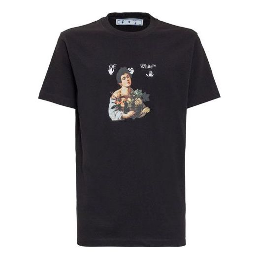 Off-White SS21 Cartoon Printing Round Neck Short Sleeve Version Black OMAA027S21JER0111001