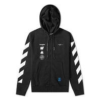 Off-White Printing hooded Zipper Jacket Black OMBE001E19E300051088