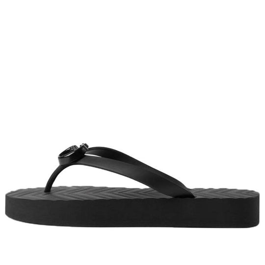 (WMNS) Gucci Chevron Thong Sandal 'Black' 655463-J8710-1000