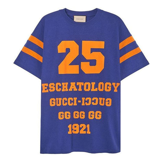 GUCCI Gucci Logo Football Tee 'Blue' 655459-XJDHG-4323