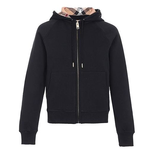 Burberry ribbed Fleece Lined Hooded Jacket Black 40385271