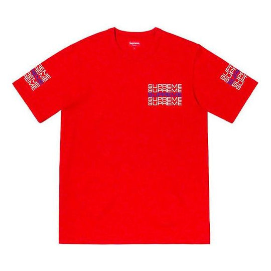 Supreme SS19 Stack Logo Tee Red logo Round Neck Short Sleeve Unisex SUP-SS19-431