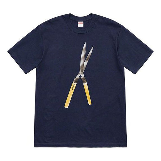 Supreme SS19 Shears Tee Large Scissors Printing Short Sleeve Unisex Navy Blue SUP-SS19-10520