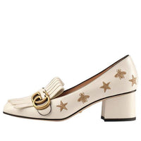 (WMNS) Gucci Marmont Embroidered Leather Mid-heel Pump 'Bee Star-White' 551548-D3V00-9022