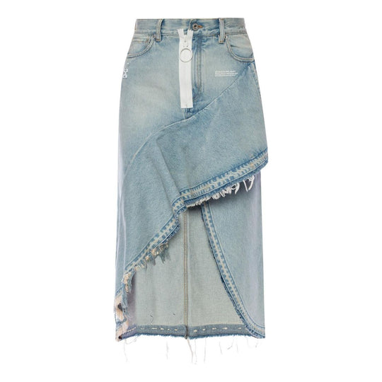 (WMNS) Off-White Asymmetric Denim Skirt 'Blue' OWYF001R197740618601