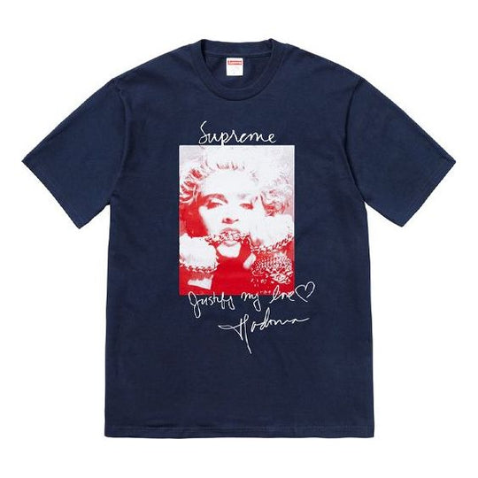 Supreme FW18 Madonna Tee Navy Printing Short Sleeve Unisex Navy Blue SUP-FW18-005