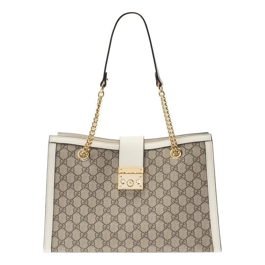 (WMNS) Gucci Padlock Middle-Sized BackBag White/Brown 479197-KHNKG-9761