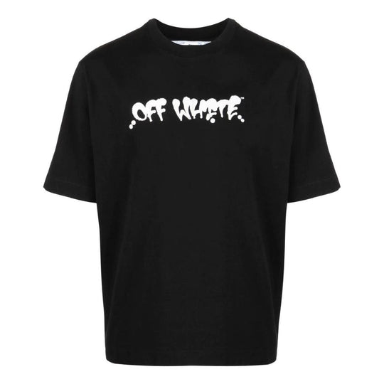 Men's Off-White SS22 Logo Alphabet Printing Short Sleeve Black T-Shirt OMAA119S22JER0061020