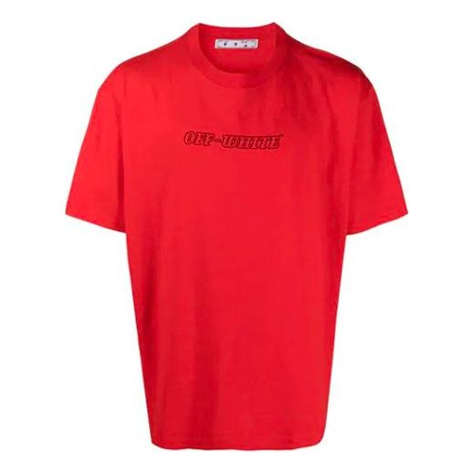 Off-White SS21 Printing Short Sleeve Red OMAA038R21JER0092531