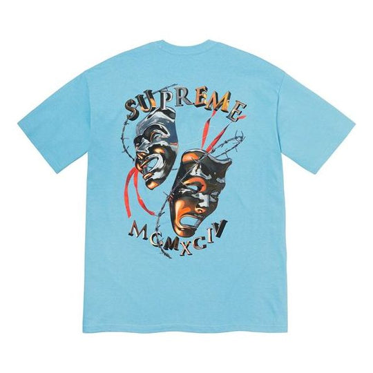 Supreme SS20 Week 1 Laugh Now Tee Thorns Smiling Face Printing Short Sleeve Unisex Blue SUP-SS20-291