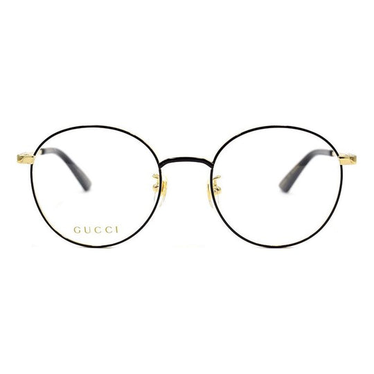 Gucci Metallic Series Business Version Optical Glasses Frame Circular Black Gold GG0862OA-001