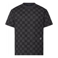 LOUIS VUITTON Grid Full Print Round Neck Pullover Short Sleeve Black 1A99VO