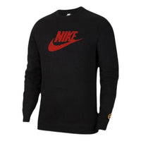 Men's Nike Large Logo Printing Round Neck Long Sleeves Black DH1390-010