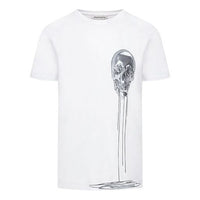 Men's Alexander McQueen Skeleton Printing Short Sleeve White 632397-QPZ86-0900