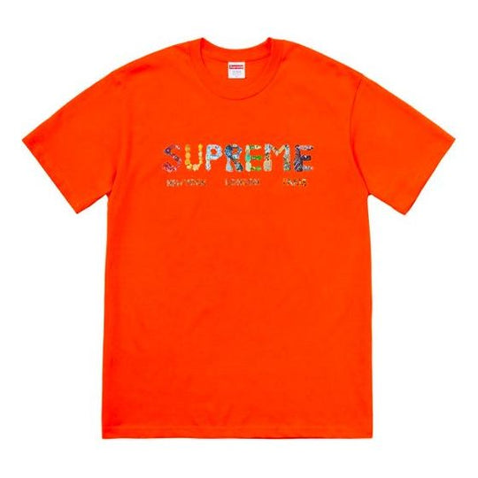 Supreme SS18 Rocks Tee Orange Alphabet Logo Short Sleeve Unisex SUP-SS18-481