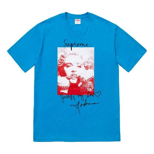 Supreme FW18 Madonna Tee Bright Blue Printing Short Sleeve Unisex SUP-FW18-006