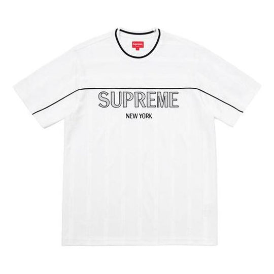 Supreme SS18 Dazzle Warm Up Top White Tee 'Black White' SUP-SS18-0019