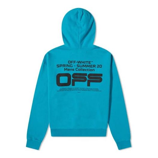 Off-White SS20 White Wavy Logo Printing Loose Men Blue OMBB037R20E300043910