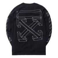 Men's Off-White 3D Printing Hollow Out Arrow Long Sleeves Black T-Shirt OMAB001E181850021001