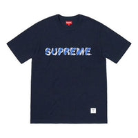 Supreme SS19 Shatter Tee Navy Embroidered Large LOGO Short Sleeve Unisex Navy Blue SUP-SS19-009