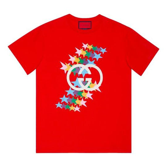 Gucci SS21 520 Rainbow Stars Logo tee 'Red' 548334-XJDNI-6229