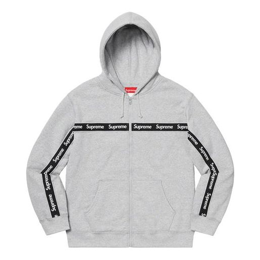 Supreme FW19 Week 9 Text Stripe Zip Up Hooded Sweatshirt SUP-FW19-848