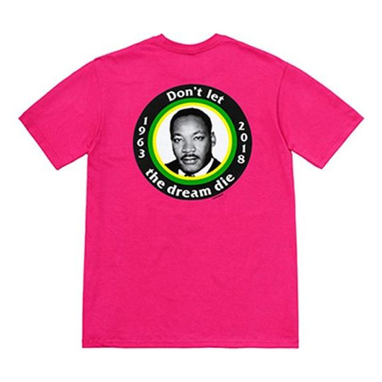 Supreme SS18 MLK Dream Tee Hot Pink Martin Luther Gold Short Sleeve Unisex T-Shirt SUP-SS18-357