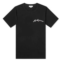 Men's Alexander McQueen FW21 Logo Micro Mark Embroidered Casual Short Sleeve Black 624180-QRX01-1000