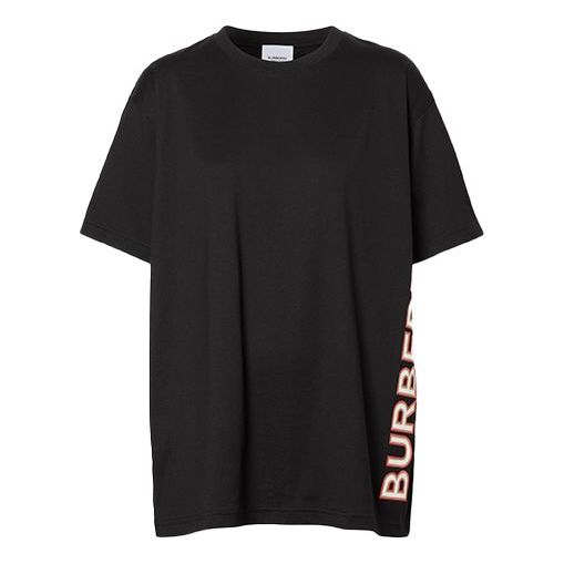 Burberry Alphabet Logo Printing Loose Short Sleeve Black 80373821