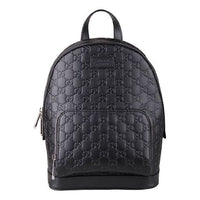 Gucci Logo Embossing Cowhide Schoolbag Backpack Black Minimalistic Classic 450967-CWCQN-1000