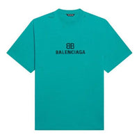 Balenciaga Mosaic Logo BB Alphabet Loose Hole Distress Short Sleeve Unisex Blue 651795TKVF53660