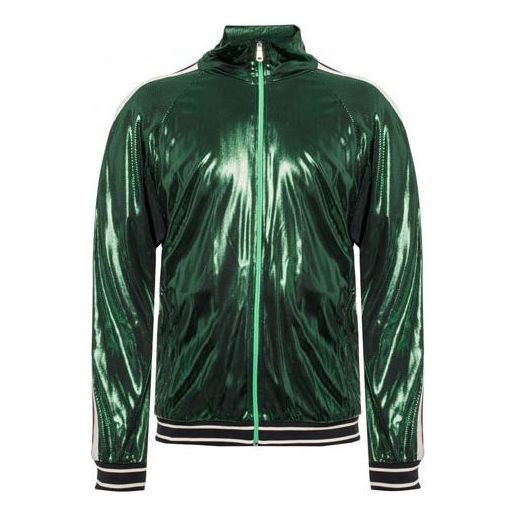 Gucci Ifized Glossy Logo Striped Loose Zip Jacket For Men Green 545652-XJACR-3120