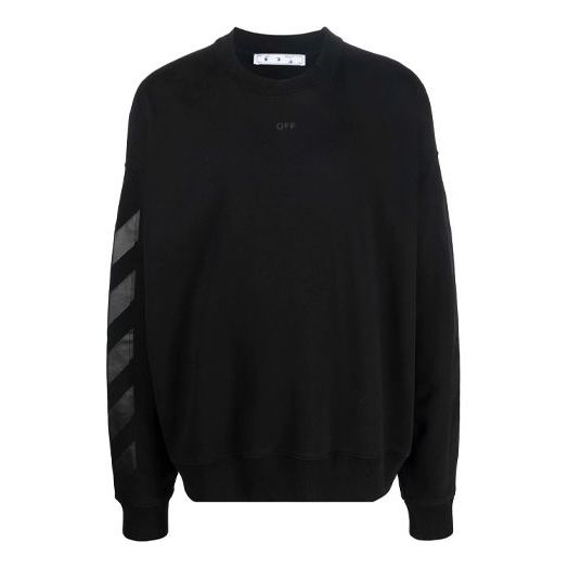 Men's Off-White FW21 Logo Pattern Printing Round Neck Pullover Loose Fit Black OMBA054F21FLE0071010