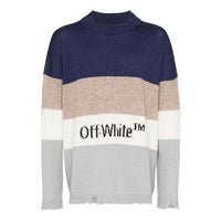 Off-White MultIcolor Wool Sweater Splicing Round Neck OMHE016E19E370323010