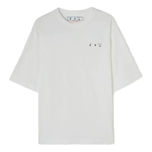 Off-White SS22 Back Logo Pattern Short Sleeve Loose Fit White OMAA038C99JER0030110