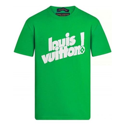 Men's LOUIS VUITTON Round Neck Logo Alphabet Printing Classic Short Sleeve Green 1A97OB