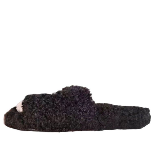 (WMNS) Balenciaga Furry Slides 'Black' 654261W2DO21008
