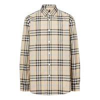 Burberry SS21 Tartan Long Sleeves Cotton Luxury Shirts Beige 80386621