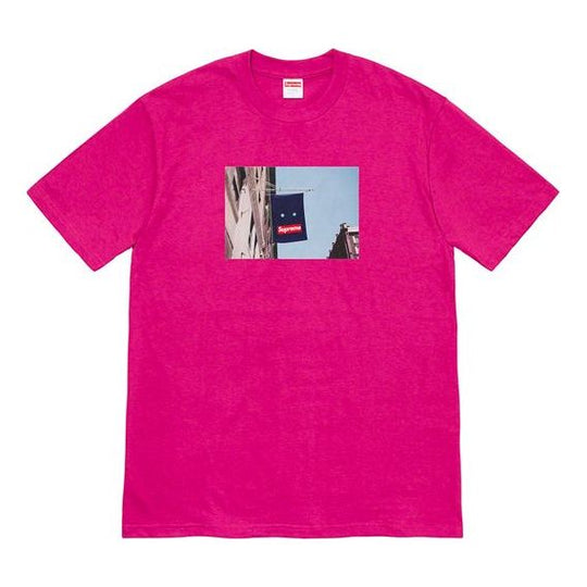 Supreme FW19 Week 1 Banner Magenta Tee SUP-FW19-227