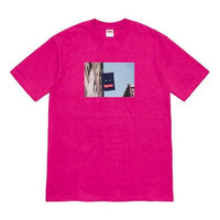 Supreme FW19 Week 1 Banner Magenta Tee SUP-FW19-227