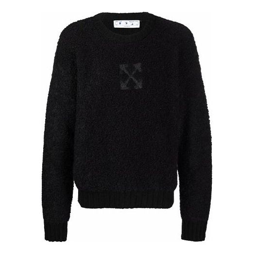 Men's Off-White FW21 Arrow Pattern Long Sleeves Round Neck Wool Sweater Black OMHE103F21KNI0011010