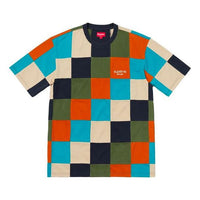 Supreme FW18 Patchwork Pique TealOrange Tee 'Orange Green Blue' SUP-SS18-719