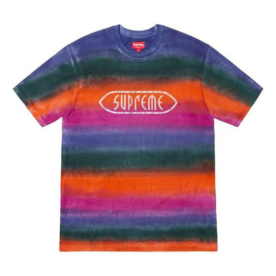 Supreme SS19 Rainbow Stripe Tee Short Sleeve Unisex Purple SUP-SS19-1009