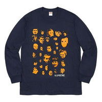 Supreme FW19 Week 1 Faces L/S Tee Human Face Printing Long Sleeves Unisex Navy Blue SUP-FW19-202