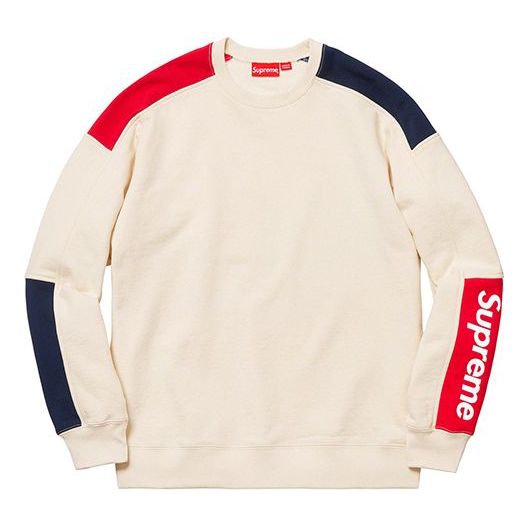 Supreme SS19 Formula Crewneck Natural LOGO Colorblock Fleece Lined Unisex Beige SUP-SS19-001