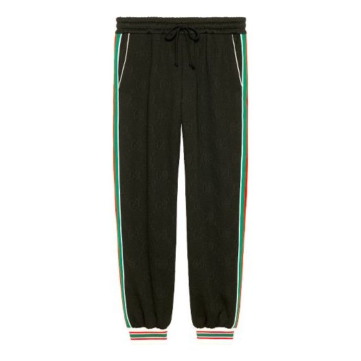 Gucci Classic Red Green GG Knit jogging Sports Pants Black 663569-XJDE9-1043