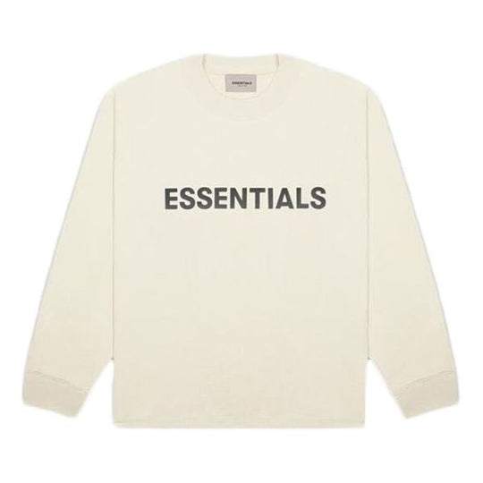 Fear of God Essentials SS20 3D Silicon Applique Boxy Long Sleeve Buttercream logo Tee FOG-SS20-412