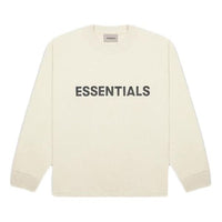 Fear of God Essentials SS20 3D Silicon Applique Boxy Long Sleeve Buttercream logo Tee FOG-SS20-412