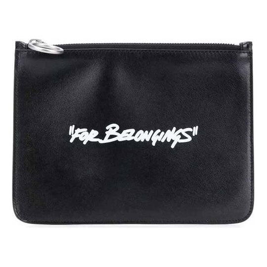 Off-White Unisex Quote-motif Printing Clutch Bag Black OMNF010E20LEA0011001